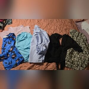 Source Unknown Blue and White Striped Blouse